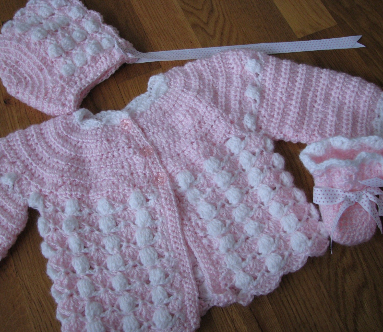 Pink Newborn Baby Girl Sweater Set Hat by Zacharydickorydock