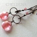 Abstract Scroll Cherry Quartz Gemstone Dangle Earrings
