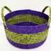 Large Fabric Coiled Basket in Purple and Chartreuse Green