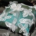 Silk Handpainted Butterflies Peacock Blue Green Ring Pillow