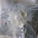 Reserved for Angela Sage Velvet Ivory Flowery Feathery Ring Pillow