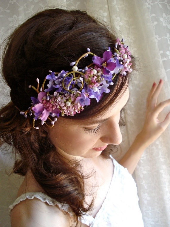 head wreath CASTLE WISTERIA purple bridal flower crown