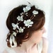 white flower head piece, hair wreath, bridal hair accessory - MISS DARCY - cherry blossom wedding headpiece
