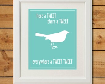 Bird Nursery Art - Digital Art Print - Everywhere a Tweet Tweet