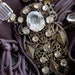 RESERVED Splendor-antique vintage paste rhinestone dress clip assemblage necklace