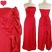 Vintage 80s PINK Strapless Bow Prom Party Gown Dress M MATERIAL GIRL Costume