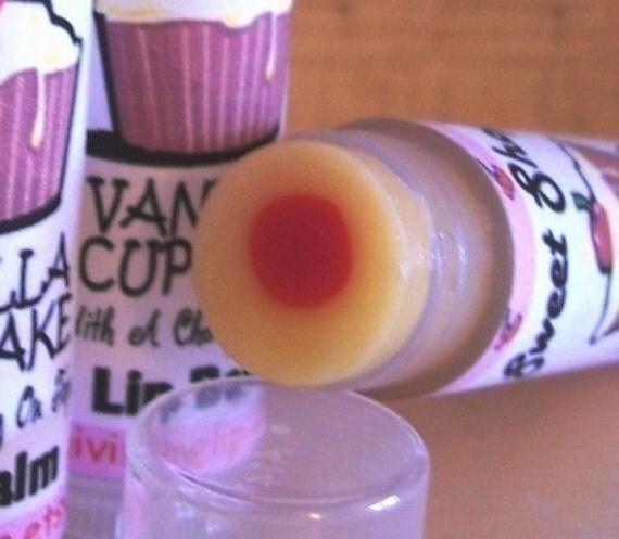 Vanilla Cupcake with a Cherry on top Flavored Lip Balm Il_570xn
