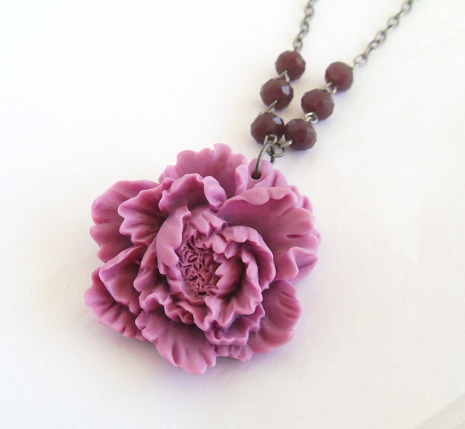 Lavender Peony Necklace by MissBettyLou on Etsy