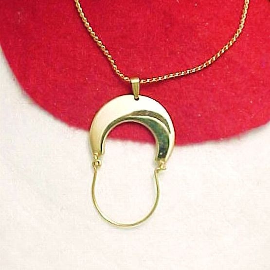 Charm Holder Pendant Necklace Gold Tone