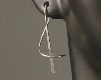 Sterling Silver Earrings / A Wisp of Silver / Artisan Hammered Minimalist Unique MetalRocks / A Little Twisted / NOW in Yellow & Rose Gold
