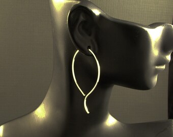 Large Silver Hoop Earrings / Big Sterling Silver Hoops / Gentle Wave / Clean Classic Design / NOW Available in 14k Rose & Yellow Gold Fill