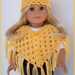 American Girl Doll Clothes, Sunshine Yellow Poncho Set, Crochet, Handmade Doll Clothes