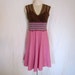 Neapolitan Upcycled V-Neck Dress - Size Medium Large - Brown Lace Bodice