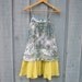 Upcycled Damask Tank Top Dress - Size Small - Blue & Yellow Paisley