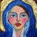 Original Painting Folk Art Saint on wood in recycled vintage frame Linda Kelly