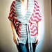 ZIG ZAG hand knit cardigan vest in grey and red