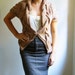 hand knit cardigan vest RITA in dark camel. Ready to ship