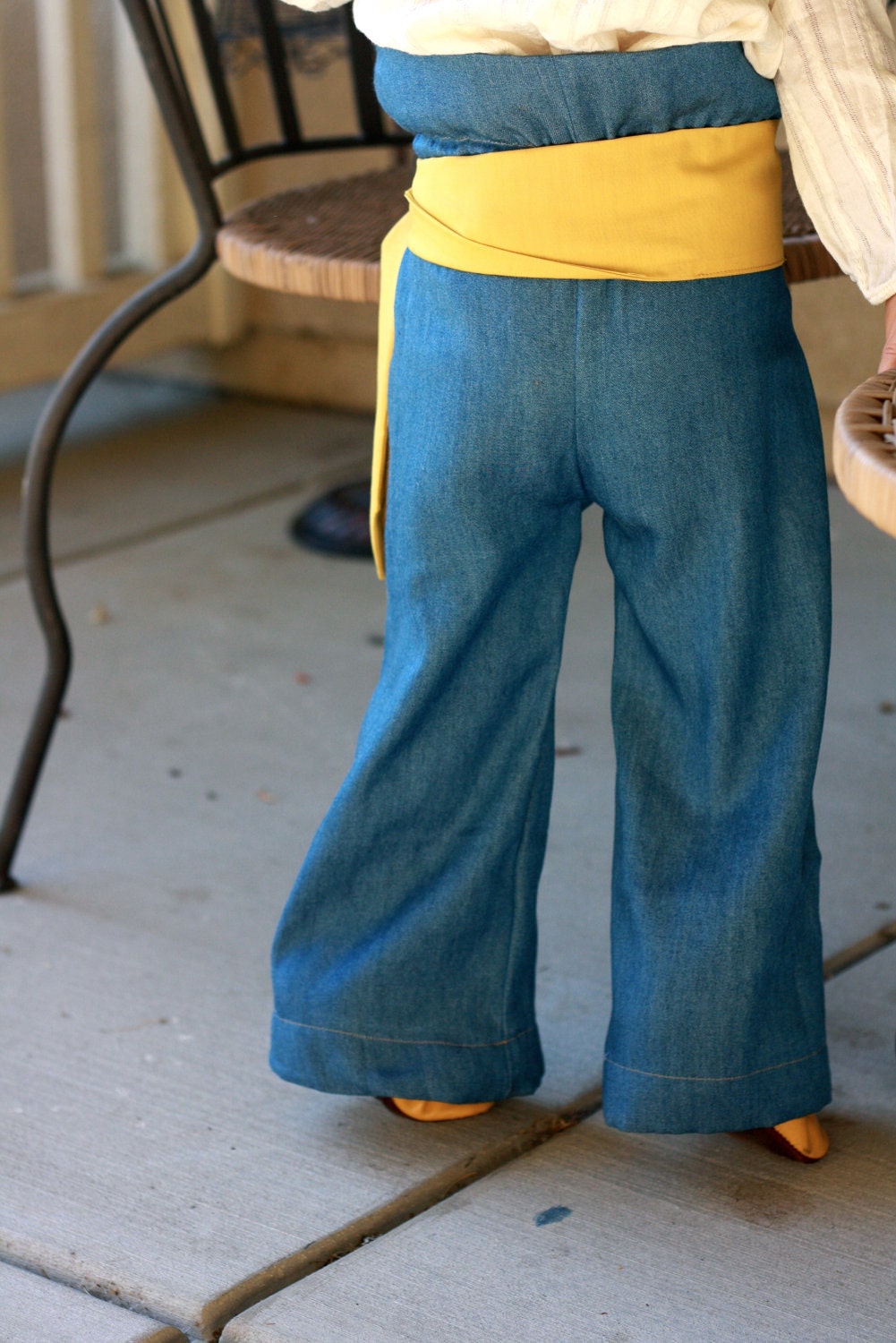 mustard yellow paper bag pants