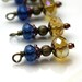 6 Piece Antique Style Golden and Royal Blue Bead Dangle Drop Charm Set
