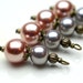 Vintage Style Peach and Gray Luster Pearl Bead Dangle Drop Charm Set - 4 Piece