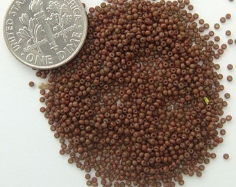 Size 18/0 Vintage Antique Micro Seed Beads - Opaque Brown Mocha Swirl