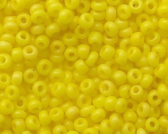 Size 18/0 Vintage Antique Micro Seed Beads - Opaque Yellow Sunflower