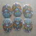 18x25 Vintage West German Glass Decal Cabochons - Abstract Floral Lot of 6