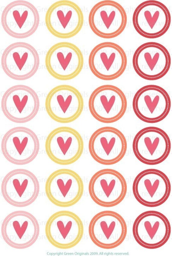 items similar to printable round stickers watermelon heart on etsy