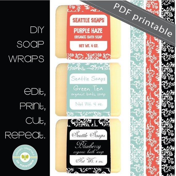 DIY Printable Soap Wraps Editable PDF Set of 3 paper