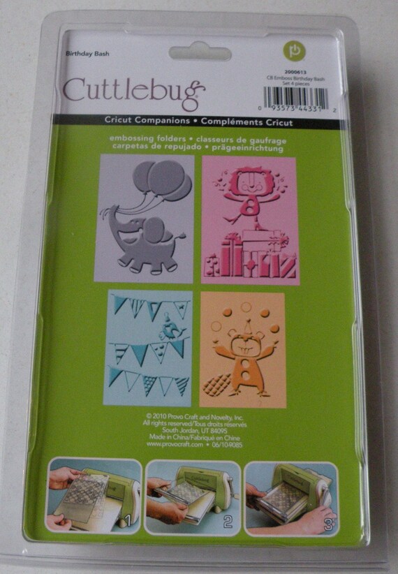 Provo Craft CuttleBug Embossing Folder Set of 4 Birthday Bash