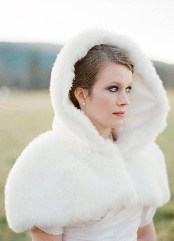 Bridal Mini Cape Faux Fur White Capelet Winter Wonderland