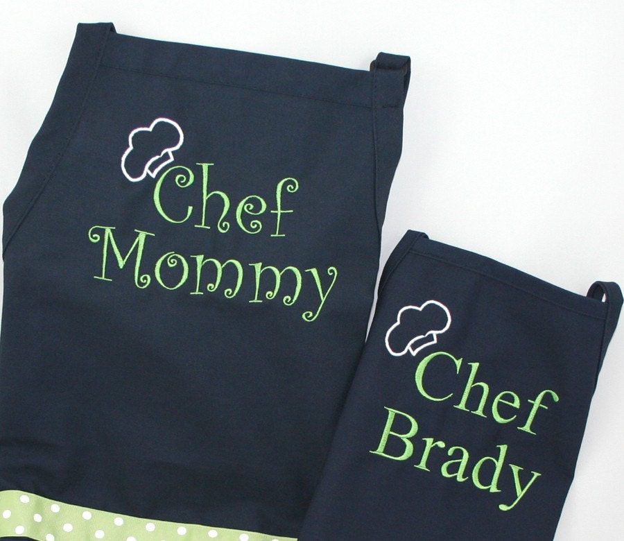 Mother Son Aprons Personalized Gift Set Embroidered Mother