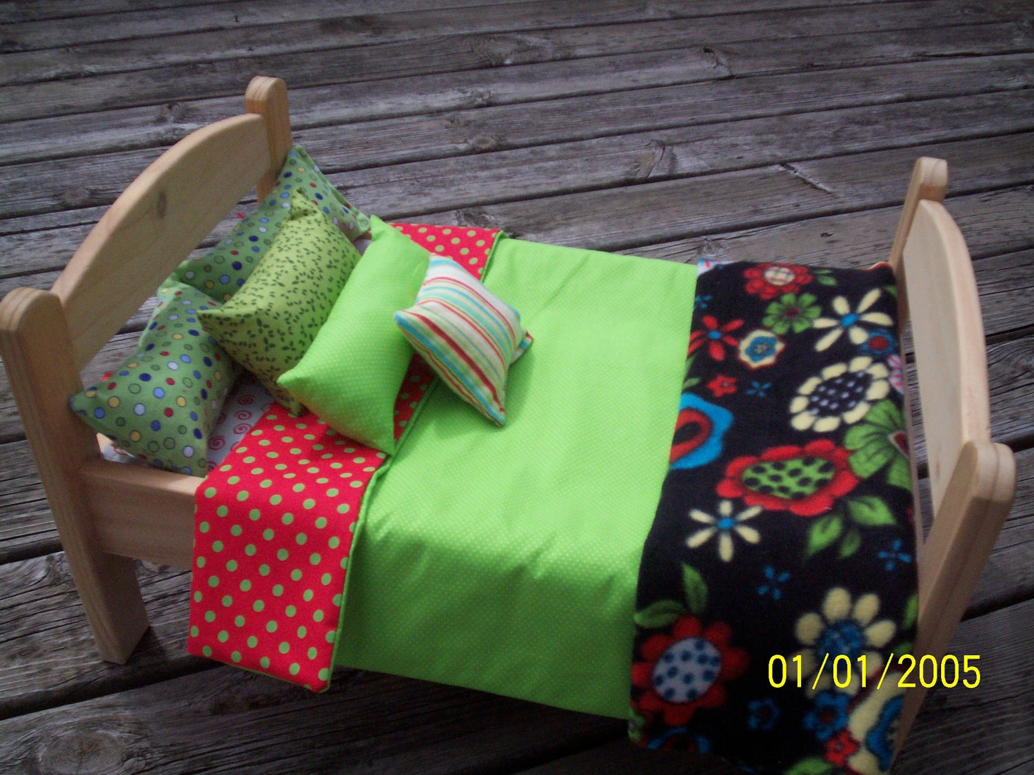 DOTS and STRIPES 8Pc. IKEA Bed Doll Bedding Set by kmblarney