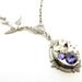 Steampunk Silver Petite Tanzanite Purple Jeweled Floating Leaf Necklace