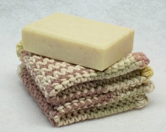 2 Beige crocheted facecloths/washcloths,crochet facecloths,crocheted washcloths,facecloths,washcloths,