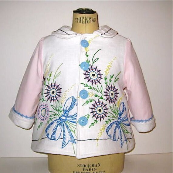 5 size year jacket boy old for by 2 Size Embroidery Bow on Vintage JackieSpicer Coat Etsy