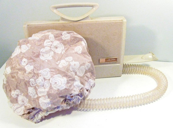 vintage bonnet hair dryer Lady Sunbeam pink by forrestinavintage