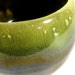 vintage planter - USA pottery - round green ochre - 1960s