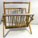 vintage magazine holder - folding rack - wood home storage - 1950s
