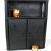 vintage wall cabinet - Lloyd Loom style - black shelf - cottage style cupboard - 1930s-1940s