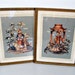 vintage Asian framed prints set of 2 - 1950s