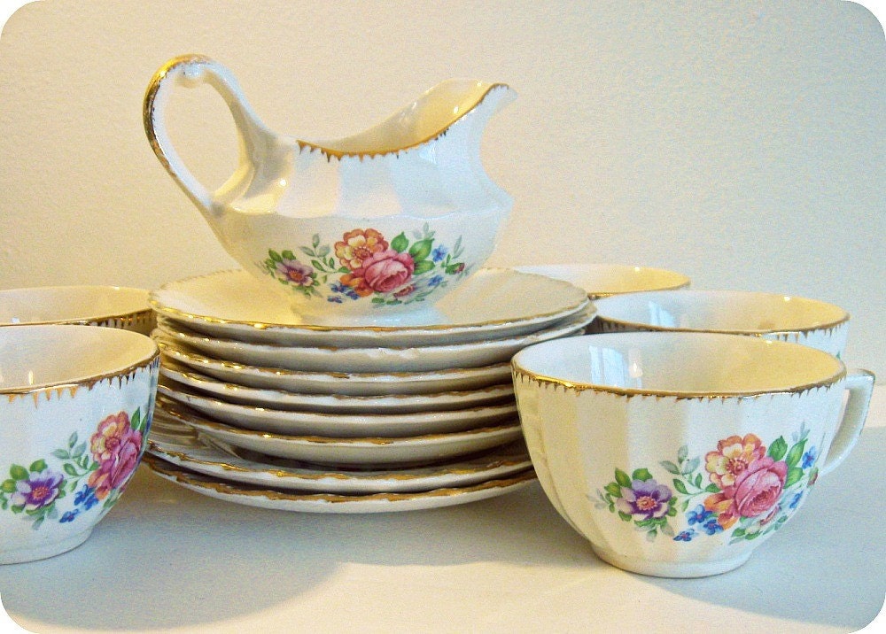  vintage  china  AMERICAN  ROSE Limoges 1940s