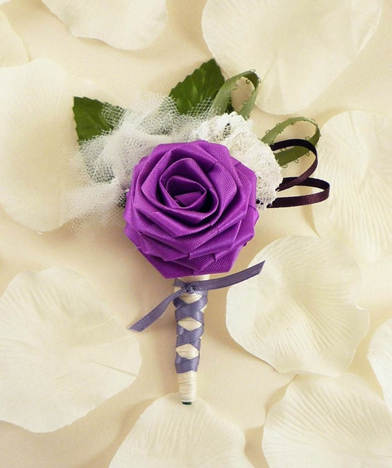 bud origami flower Purpilicious,  Boutonniere, Grooms Purple Boutonniere Origami