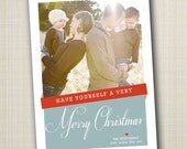 Items similar to christmas photo card - modern ribbon. on Etsy