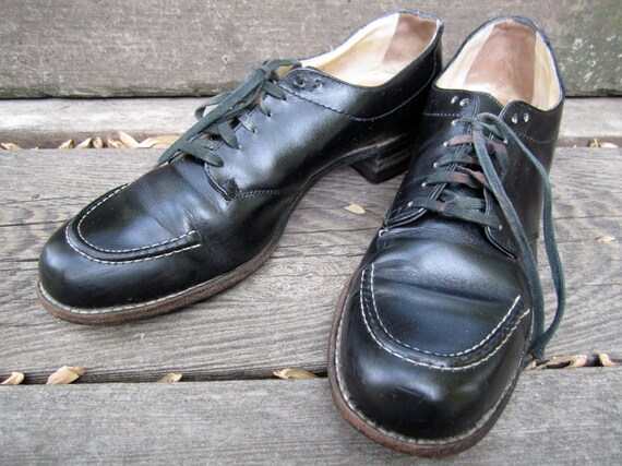 vintage 1940s black leather OXFORD shoes womens 8 SPINSTER