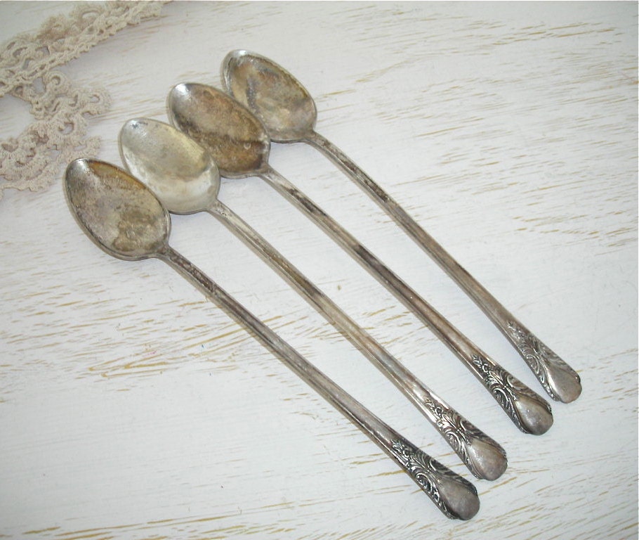 silver ice tea spoons vintage wm rogers silver plate