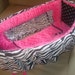 Shopping Cart Cover for Toddler or Baby in Black and White Zebra Skirt Hot Pink Fuschia Minkee Minky Dot Seat