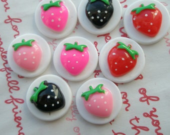 SALE Strawberry Disc Cabochons Set B 8pcs 4 colors