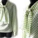 70s Ivory with Green Dots Ascot Tie Blouse M L