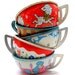 Tin Toy tea cups in red, white & blue, Set of 5 with litho, Instant Collection by Ohio Art.